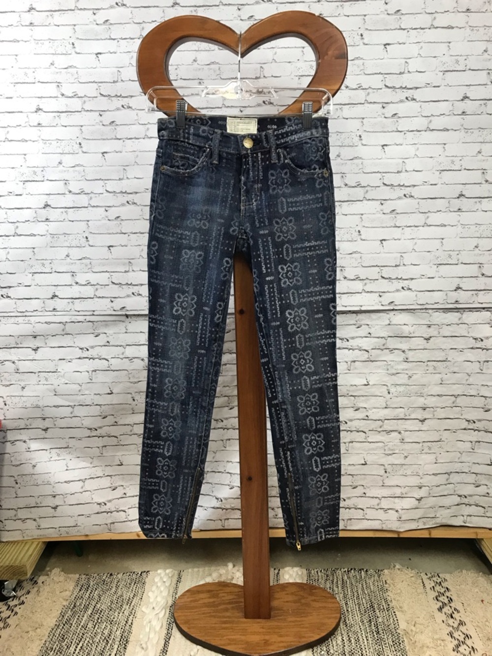 Current/Elliott | Dark Blue Bandana-Print Skinny Jeans size 25/0